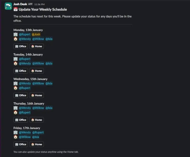 Weekly reminder demonstration